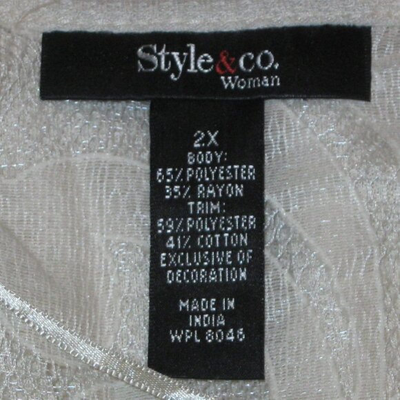 Style & Co Textured Knit Lace Up Top Ivory Size 2X NWT - Picture 7 of 7